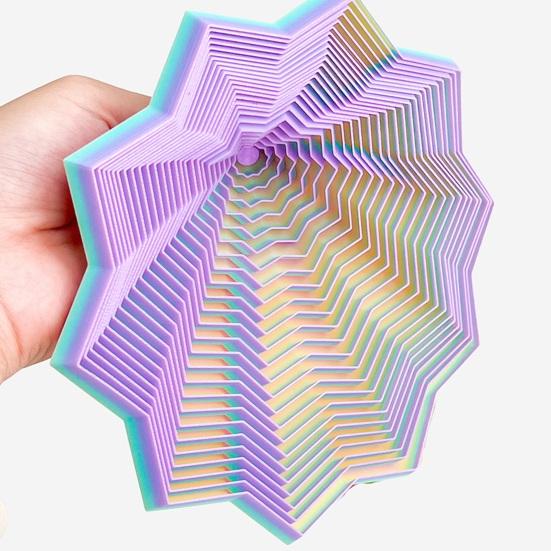 Expanded Sensory Fidget Star 3D Printed Spinning Tower Fidget Toy Flexible Spiral Star with Handle for Stress Relief Office Desk Accessory