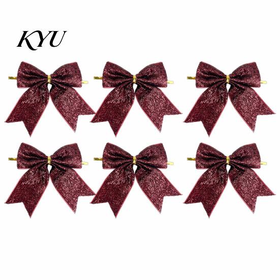 Christmas Tree Bow Decorations Glitter Bow, Gold Sparkling Ribbon Hanging Ornament for Powder Ties Gifts Wreath Gift Box, Festive Wedding Party Decor