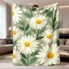 2026 Latest Flannel Blanket A White Daisy Print Flannel Blanket, Ultra Soft and Comfortable, Lightweight and Durable, Suitable for Sofa, Bed, Travel,