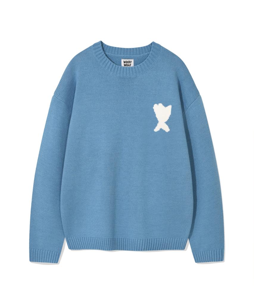WACKY WILLY One-Point Pullover Knit Blue