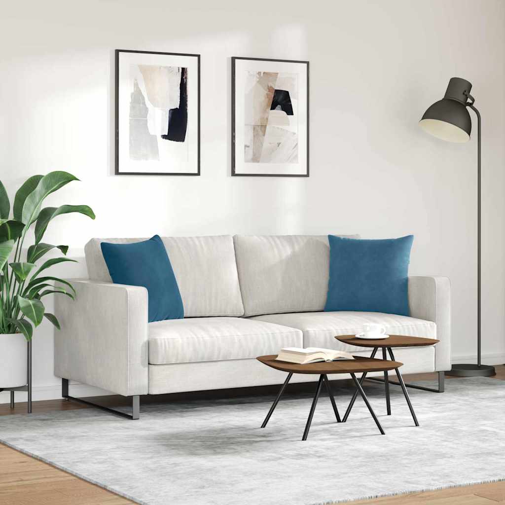 Sofa Cushions 2 Pieces Blue 45 x 45 cm Cord Fabric