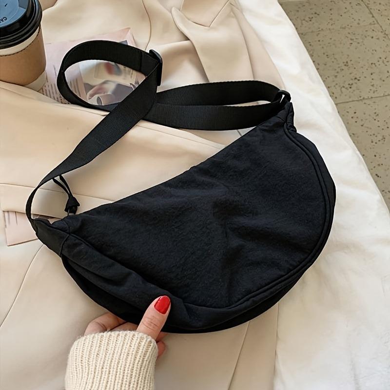 Minimalist Crescent Crossbody Bag Zip Casual Shoulder Handbag Versatile Daily Sports Tote