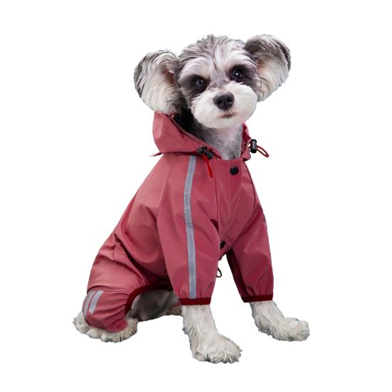 Hondenregenjas Waterdichte Regenjas met Lijngat Hond Regenjas met Capuchon En Reflecterende Strepen voor Kleine Middelgrote Honden