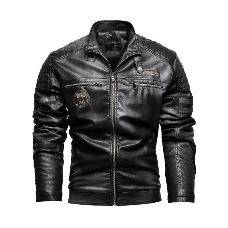 Men's Leather Jacket New Men's Pu Jacket Motorcycle Jacket Modern Tough Guy Plus Velvet Leather Jacket for Men