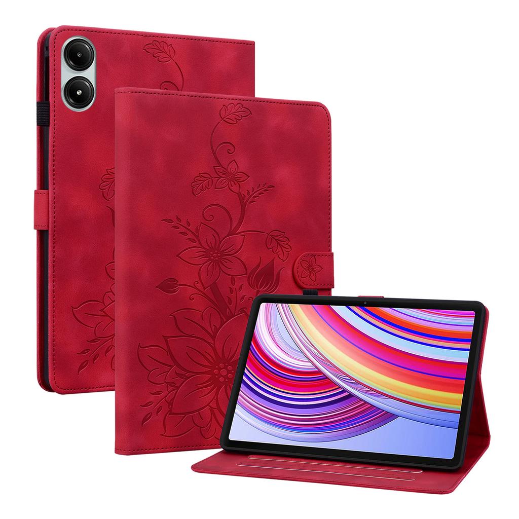 Voor Redmi Pad 2 Pro 12.1 2025 Cover 3D Leliebloem Achterkant TPU Opvouwbare Stand Tablethoes voor Redmi Pad Pro 12.1 Inch 2024 Hoes
