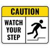 D Metal Sign X Inch Heavy Duty Caution Watch Your Step Metal Sign with Warning Symbol Fall Hazard Icon AntiRust Outd