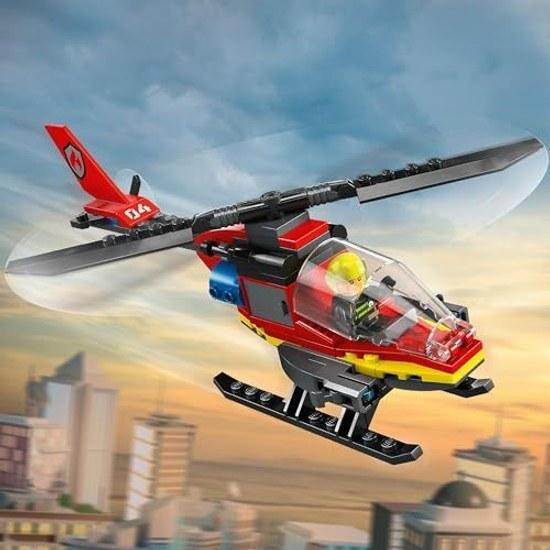 LEGO City Fire Rescue Helicopter Toy Block Educational Boys Girls Children 5 Years 6 7 8 Vehicle Car Miniature 60411