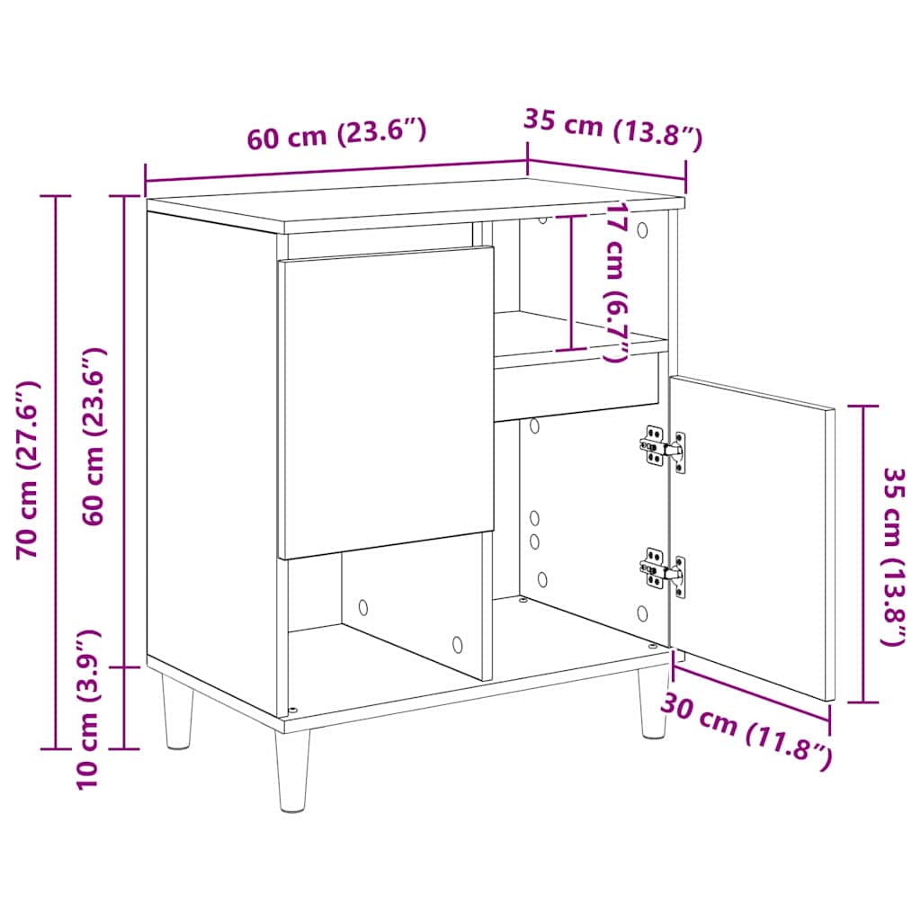Sideboards 2 pcs. Reclaimed Wood 60 x 35 x 70 cm Wood Material