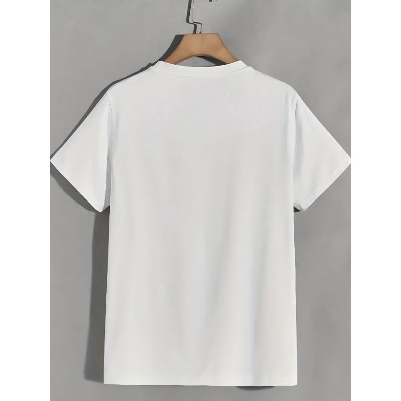 European Size Upgrade Your Style Game Tee Mens T-shirt White Top Elegant Classic Casual T-shirt, Street Style, Summer Casual Wear