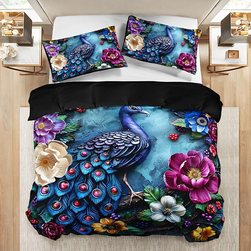 Bloem Pauw Beddengoed Set Dekbedovertrek Set Dekbedhoes Met Kussensloop Voor Slaapkamer Decoratie Verjaardagscadeau Halloween Kerstcadeau