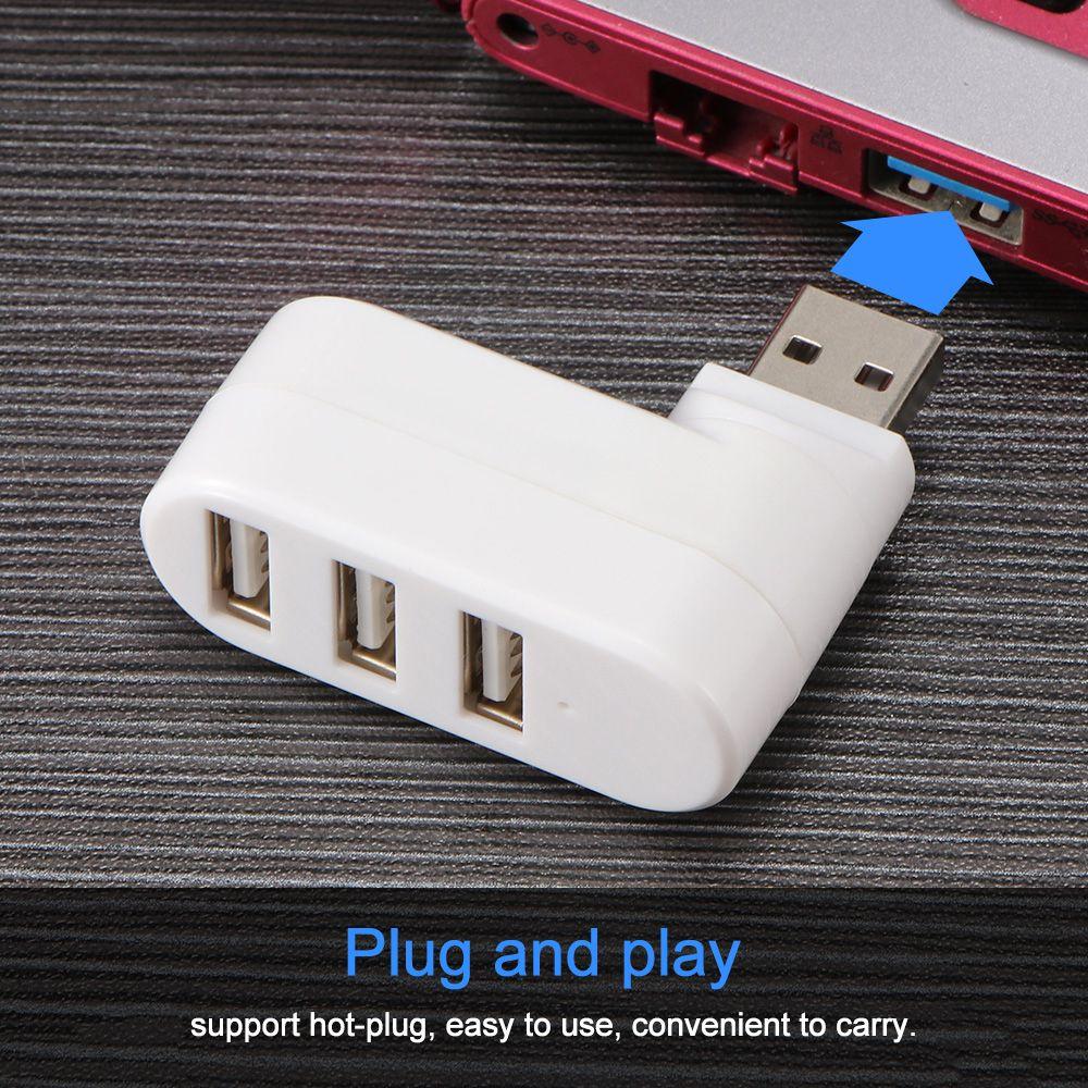 PC Laptop Rotatable Data Transfer Mini 3 Ports Splitter Box Adapter USB 3.0 Hub