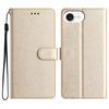 (Gold) For iPhone 16e Wallet Case Leather Folio Phone Cover Magnetic Clasp