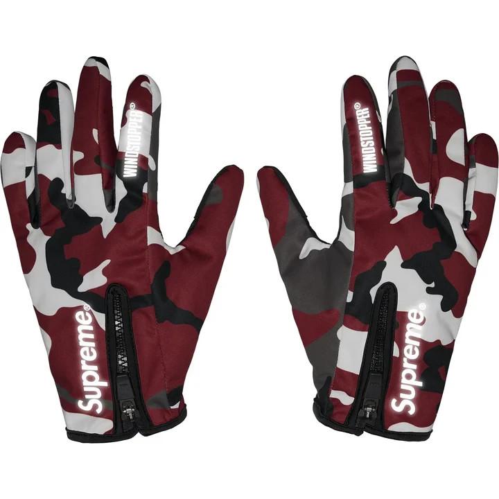 Supreme Gants Zippés Windstopper Camo Rouge