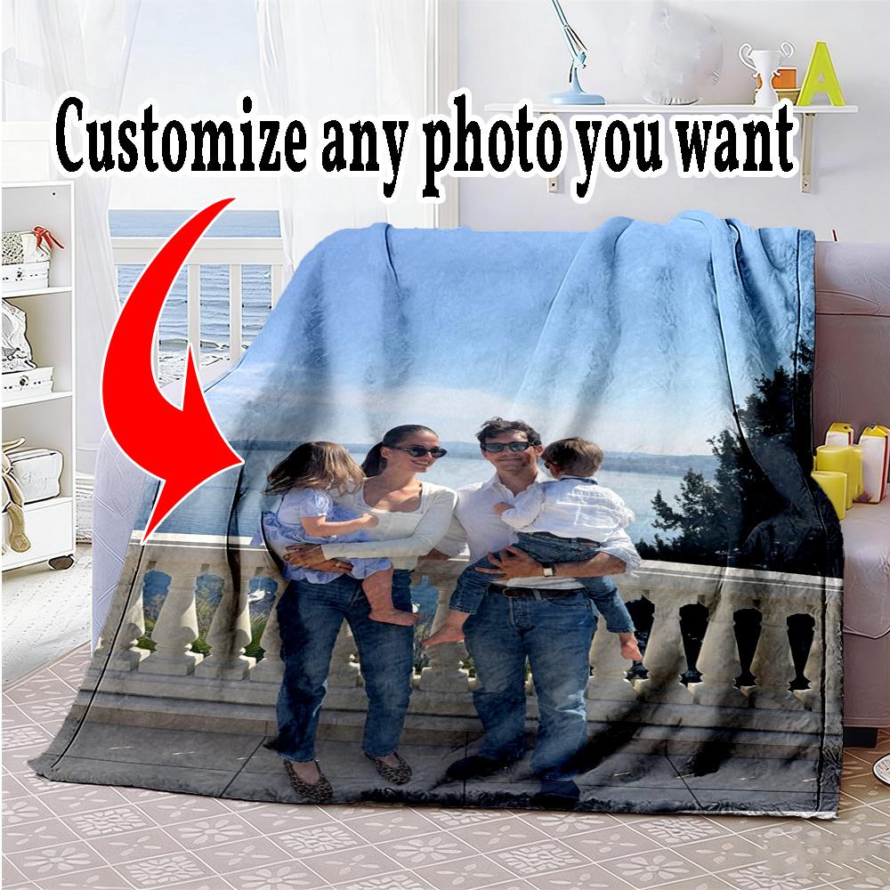 Customize Photos Personalized photos Blanket Throw Customizable Blanket Soft Warm Cozy Versatile for Bedding Home Decor Office Chair Nap