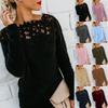 Pulovere confortabile de damă pentru toamnă-iarnă, din fleece, cu design elegant din dantelă, pentru stil