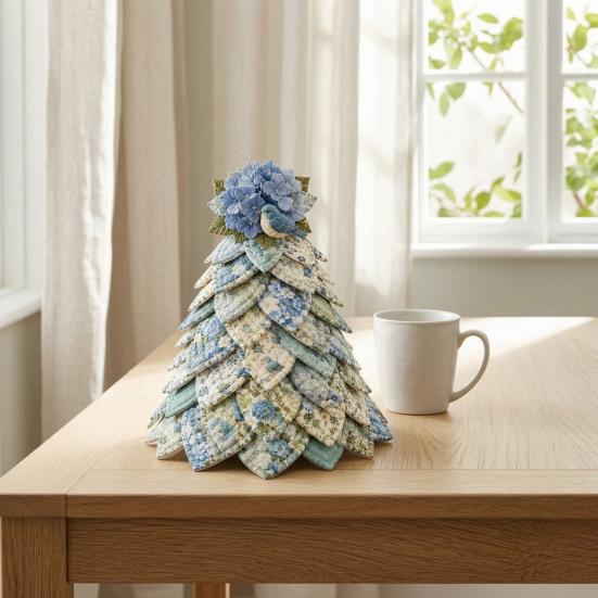Einzigartige handgefertigte Weihnachtsgeschenke DIY gesteppter 3D-Baum Bastelset für Anfänger, Stoffflicken Patchwork Näharbeiten Set für Erwachsene Feiertagstischdekoration