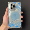 Dreamy Vortex Blue Small Fish Phone Case For iPhone 17 16 15 14 13 12 11 Pro Max PLUS Air INS Transparent Rectangle Soft Cover