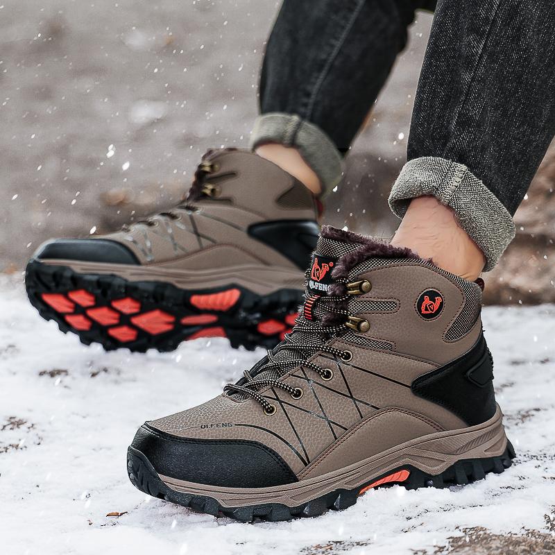 Outdoor Hiking Shoes Men Anti-slip Warm Comfortable Plush Breathable Ankle Boots Men Lace-up Durable Casual Sports Shoes Men