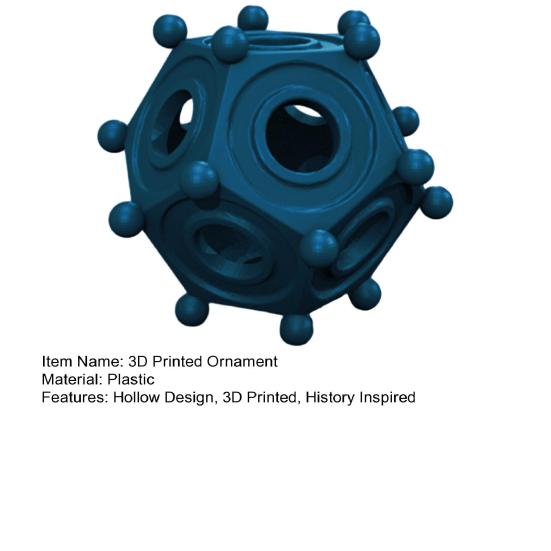 Ancient Roman Dodecahedron Ornament 3D Printed Hollow Dodecahedron Historical Decoration Collectible Gifts for Him History Lovers
