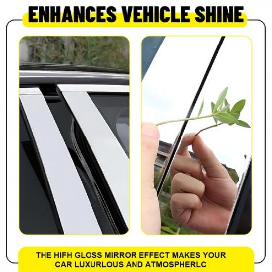 6PCS Black Pillar Chrome Posts Door Trim 2008-2012 Window For Honda Accord Sedan