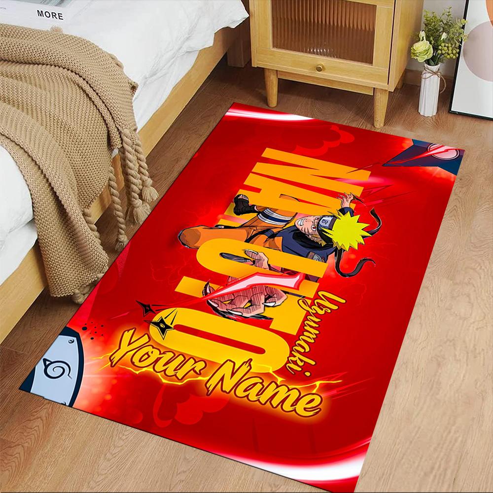 Naruto Character Customize Text Floor Rug Office Rug Suitable for Study room Decorate room Kitchen Playrooms Anti-slip Rug Anime Office Decor