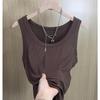Spring and Summer New Wide Shoulder Vest Women's Big Collar Simple Base Inner with Small Vest Women's Sleeveless Vest