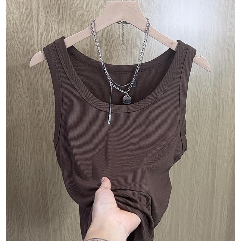 Spring and Summer New Wide Shoulder Vest Women's Big Collar Simple Base Inner with Small Vest Women's Sleeveless Vest
