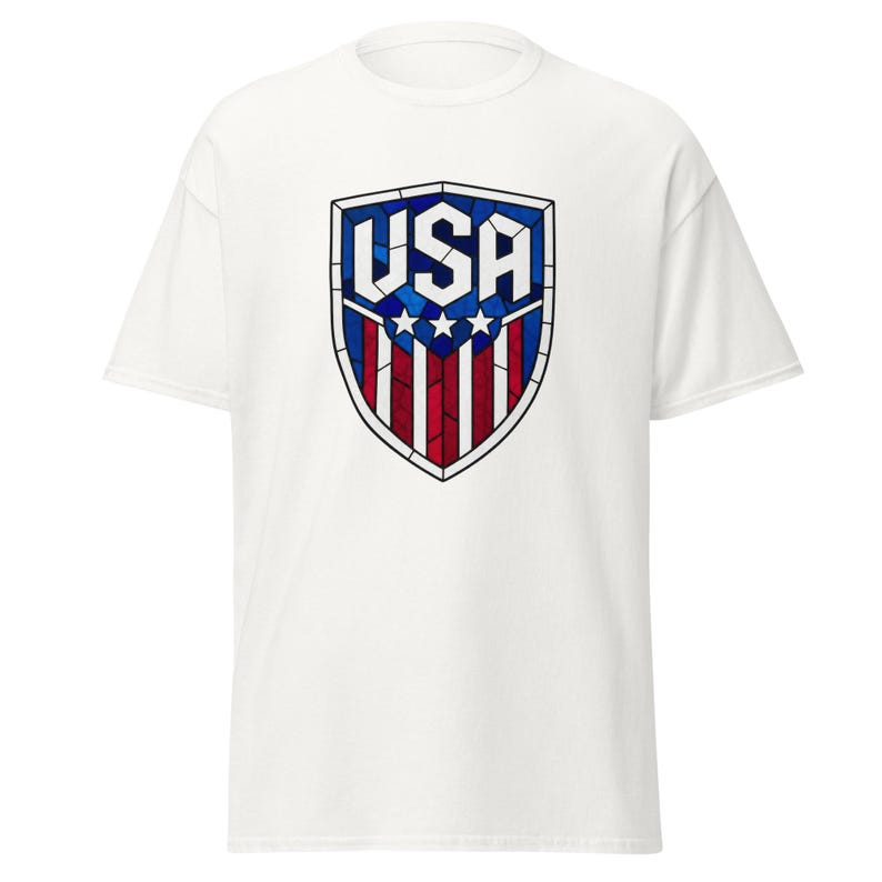 USA Soccer World Cup 2026 T-Shirt | Stained Glass Shield Design | USMNT USWNT Fan Tee