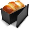 LMETJMA Pullman Loaf Pan with Lid 1 Lb Non-Stick Bread Pan Carbon Steel Rectangle Corrugated Toast Box Mold Cake Mold JT157