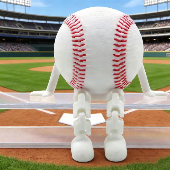 Sports Ball Figure Desk Decor with Articulating Legs 3D Printed Sitting Pose Action Figure Shelf Edge Ornament Gifts for Sports Fans