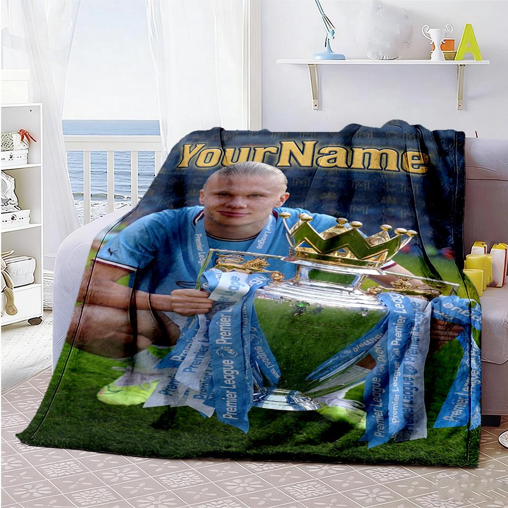 Manchester City Customize Your Name Blanket Multi-purpose Customizable Blanket Soft & Cozy for Living Room Office Chair Office Picnics All-Season Use