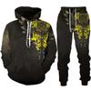 Gothic Skull Tattoo 3D Printed Hoodie/Tracksuit Fashion Men's Motorcycle Biker Sportswear Set Cool Graphic Sweatshirt+Pants Suit