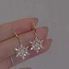 Fashion Women Pink Zircon Snowflake Hook Dangle Earrings for Exquisite Female Wedding Party Christmas Earring Gift Jewelry