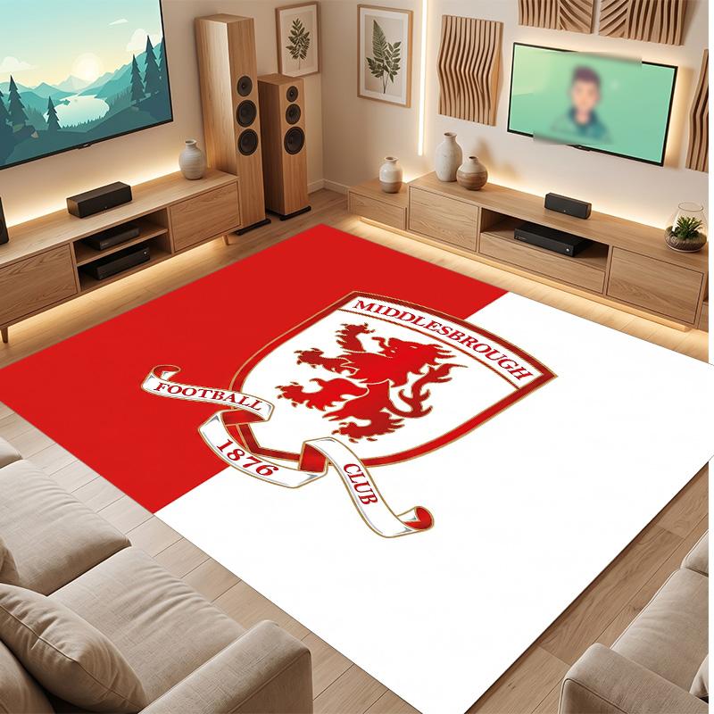 Kober z křišťálového sametu s potiskem Middlesbrough Football, Pohodlný, Savý, Protiskluzový Koberec na Podlahu do Interiéru