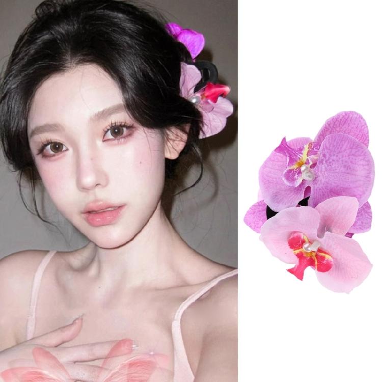 Orchids Flower Hair Claw Clip French Jaw Clip Spring Hair Grip PonytailHolder