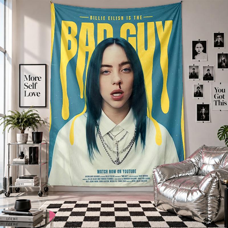 Wall TapestryBillie Eilish Art Hanging Cloth Decorative Background Cover for Room Decoration