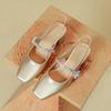 Sandales Baotou été Mary Jane chaussures simples talon moyen talon épais argenté avec talons hauts