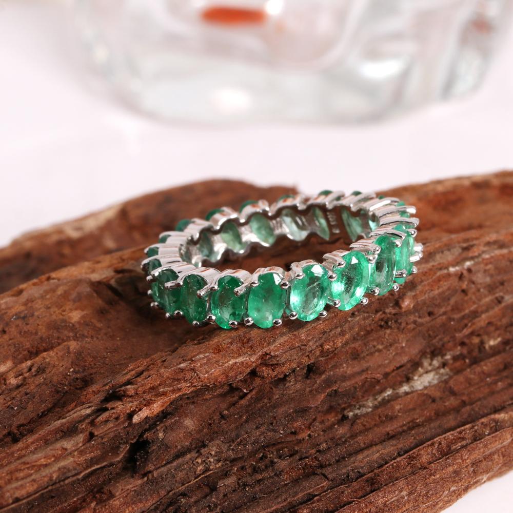 Classic Whole Body Gemstone Design Natural Green Emerald Ring S925 Silver Light Luxury Noble Real Gems Jewelry Gift for Women