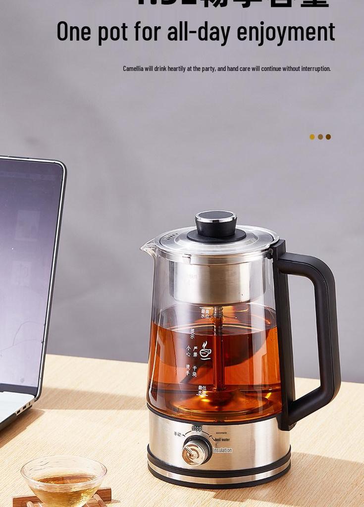 Automatic Steam-Spray Tea Maker & Electric Kettle with High-Temperature Resistant Glass for Brewing & Boiling