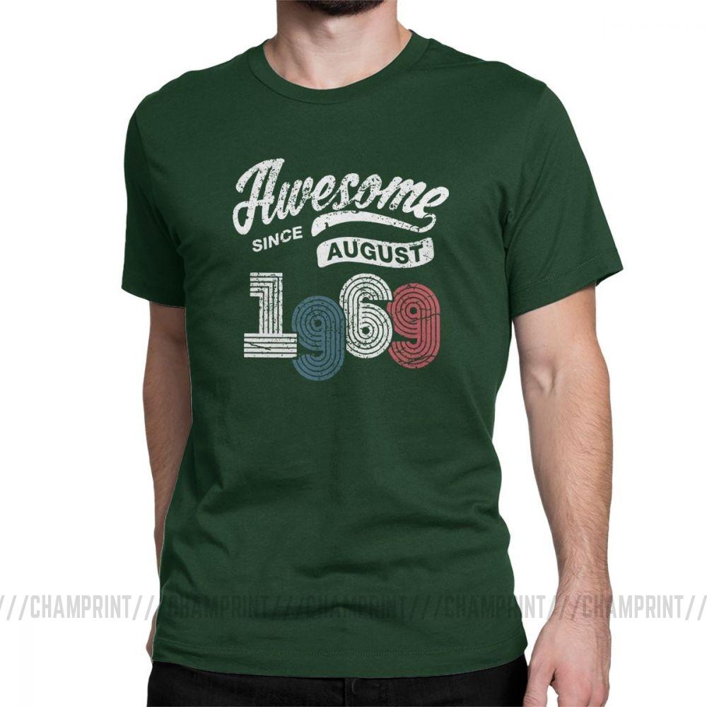 Awesome Since August 1969 T Shirt Vintage 50 Years Old 50Th Birthday Present Men S Cotton