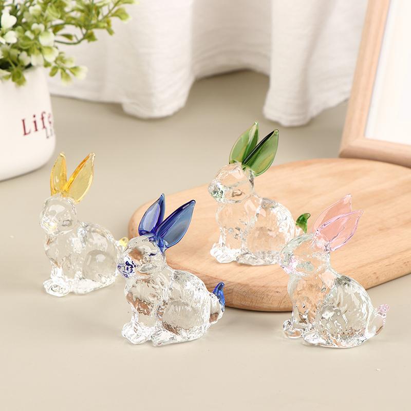 Kaninchen Glas Tier Hase Statue Figuren Garten Miniatur Ornament