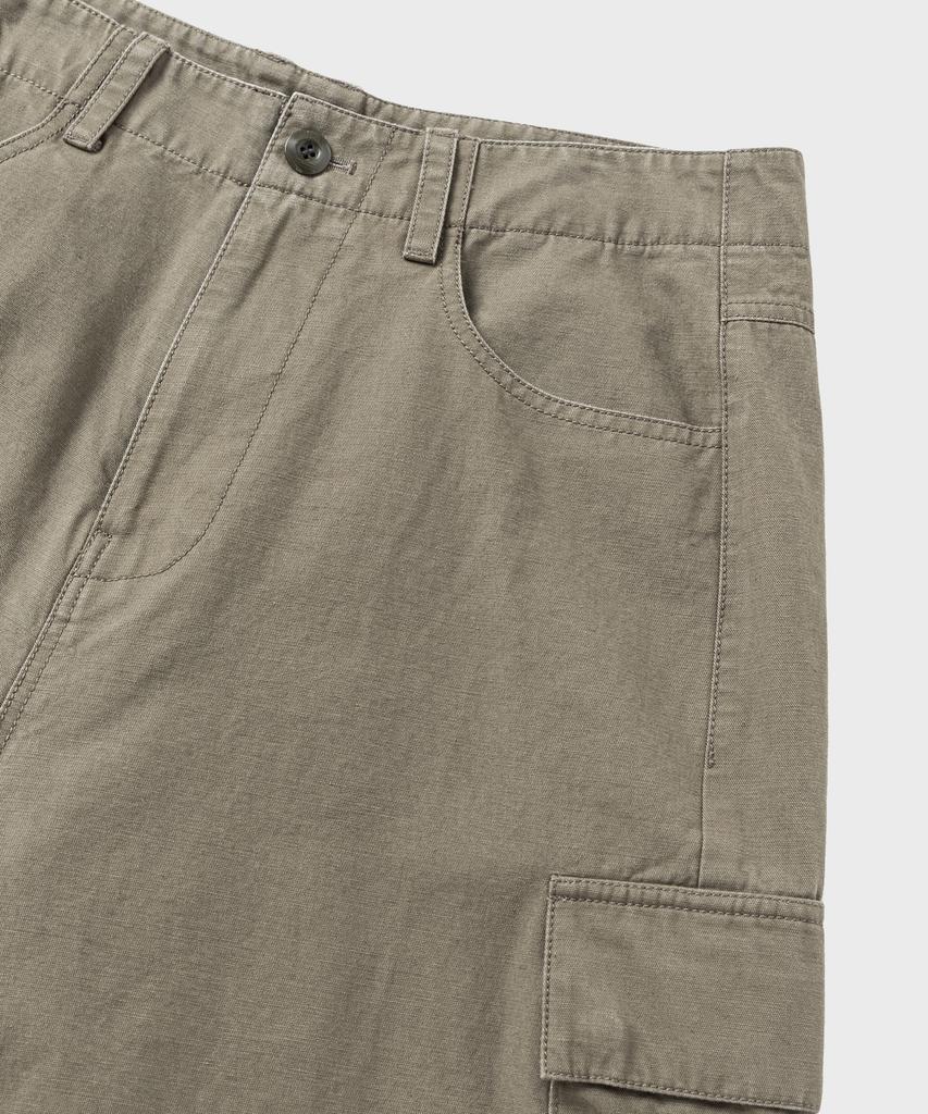 NONBLANK Washed Wide Curved Cargo Pants_Khaki