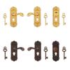 Retro Style Metal Toy Miniature Door Handles Brass Knobs Dollhouse Lock Key Set Mini Furniture Pull