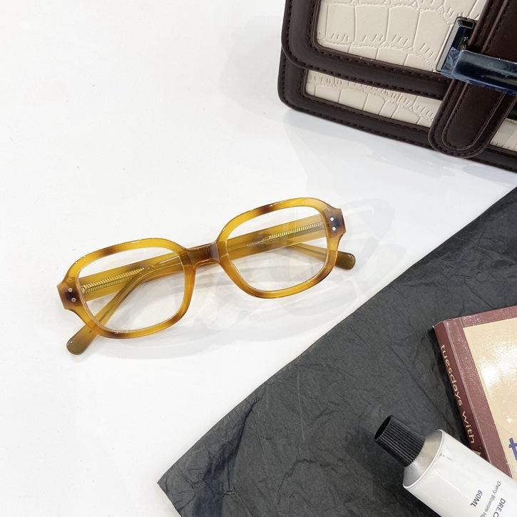 Fashion Square Oval Anti Blue Light Glasses Retro Black Red Thick Frame Plain Eyes Female Eye Protection
