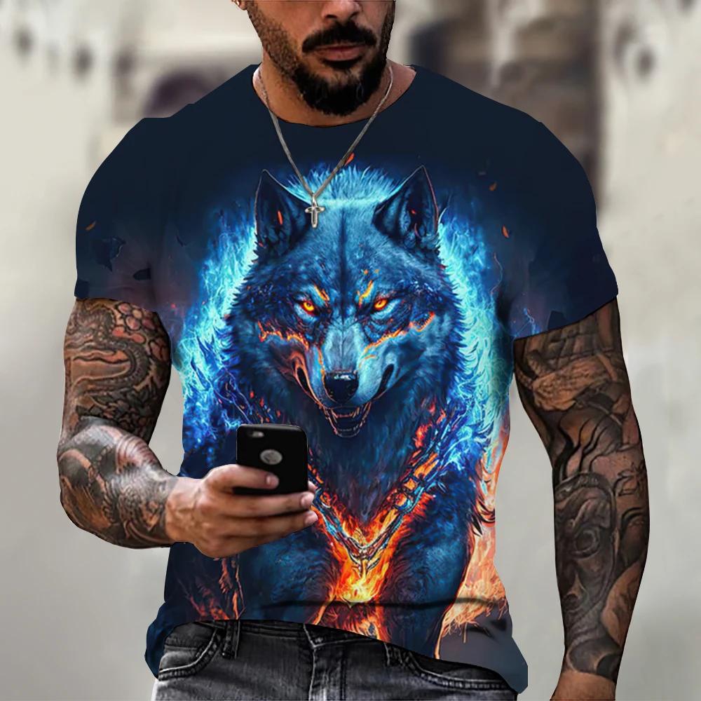 Summer Retro Animal Lion 3d Print Fashion Short Sleeve Oversized Clothing Sweatshirt Fitness Men