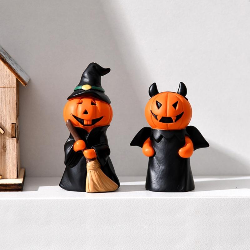 Festives Halloween Resin Pumpkin Figurine Colorful Centerpieces Decoration for Party and Home Display Desktop Accessory
