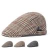 Vinter Tjock Keps Retro Pläd Basker Herr Forward Cap Newsboy Kepsar för män Målare Hattar