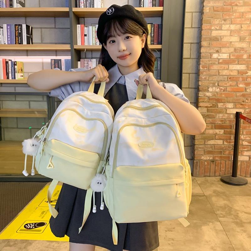 Schoolbag new fashionable small fresh backpack simple contrasting color backpack commuting Japanese students high value student schoolbag