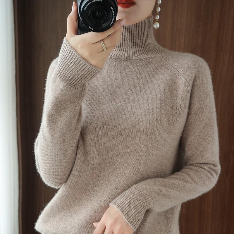 Turtleneck Cashmere Sweater Women Winter Cashmere Jumpers Knit Female Long Sleeve Thick Loose Pullover