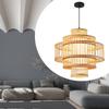 Bamboo Woven Pendant Lamp Light Rustic Weave Ceiling with Adjustable Cord for